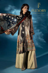 Front And Back Allover Digital Printed Shirt With Flapper And Printed Dupatta