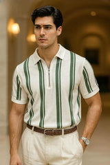 Lining Printed Zipped Collar Tshirt